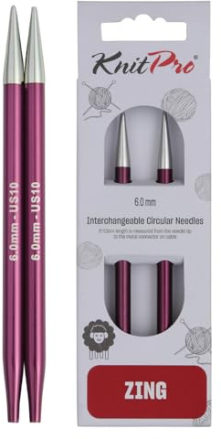 KnitPro KP47527 Zing: Agujas de Tejer: Circular: Intercambiables: Especiales: 6,00 mm, Aluminio, Multicolor, 6 mm