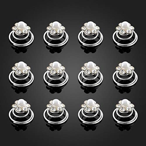 showll weiß Haarspiralen Haarspinnen,12 Stück Perlen Curlies Brauthaarschmuck Blumen aus Perlen und Strass, Hochzeit Brautschmuck Braut Haarschmuck Haarklammer