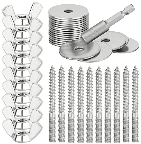Befestigungsset zum Selbstbau von Sitzstangen / -Brettchen aus Edelstahl für Vögel zur Befestigung am Käfig (Gitter-Gestänge). Für Vogelkäfig und Voliere (40-teilig) (Mit Eindrehwerkzeug M6)