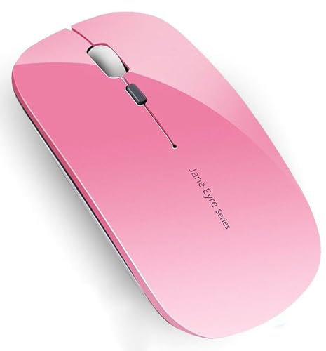 Uiosmuph Q5 Ratón Inalámbrico Recargable, Mouse Wireless 2.4G Mute de Mouse Inalambrico, Ultra Delgado,1600 dpi Ajustable para Portatil/Laptop/MacBook/Android/PC/Mac (Rosa)