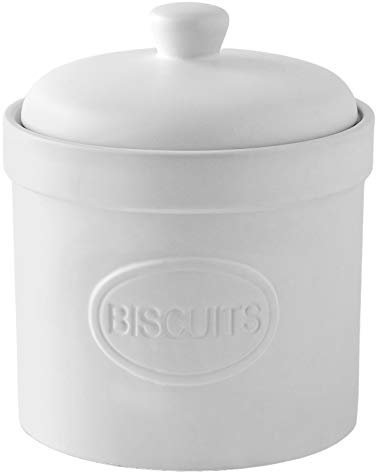 BISCUIT BARREL by BIA INTERNATIONAL - Matte White Stoneware Jar - Kitchen Storage & Organisation - Available in White and Black