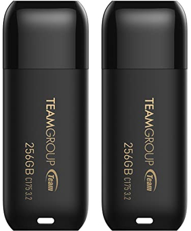 TEAMGROUP C175 256GB 2 Pack USB 3.2 Gen 1 (USB 3.1/3.0) Read 100MB/s Flash Thumb Drive, External Data Storage Memory Stick Compatible with Computer/Laptop Matte Black TC1753256GB22