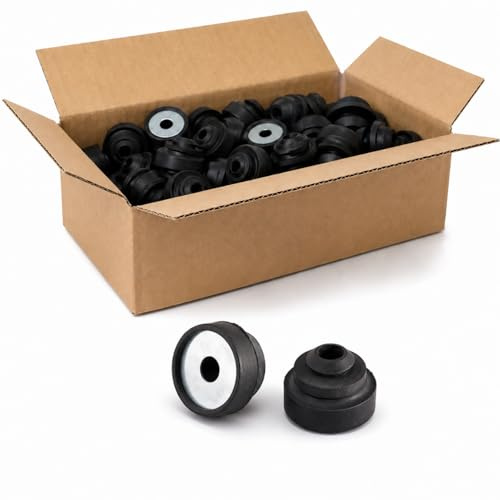 Ranella Gommino Antivibrante Neoprene con Rondella, Isolamento Acustico, Controsoffitti, Contropareti, Disaccoppiamento Vibrazionale, Diametro 30 mm, Foro Ø12 mm - 100 pezzi