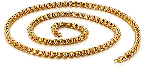 Beydodo Halsband män 45–70 cm rostfritt stål, 2–7 mm ärtkedja hip hop kedja guld silver partnkedja för män ungdom, 2.4mmx45cm