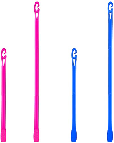 Lot de 4 bigoudis en spirale de 35 cm et 55 cm - Sans chaleur - Pour bigoudis - Bleu, rose rouge