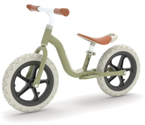 Chillafish Lightweight Kids' Balance Bike for 2 Year Olds - Olive | Moulded, Adjustable Seat & Handlebar Bicycle with 12 Puncture-Proof Tyres & Carry Handle | Bikes for Toddlers 2-5 Years