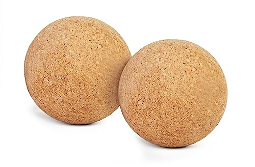 Yoga Studio Pelota de masaje de corcho natural sin marca, paquete de 2 unidades, 4 cm