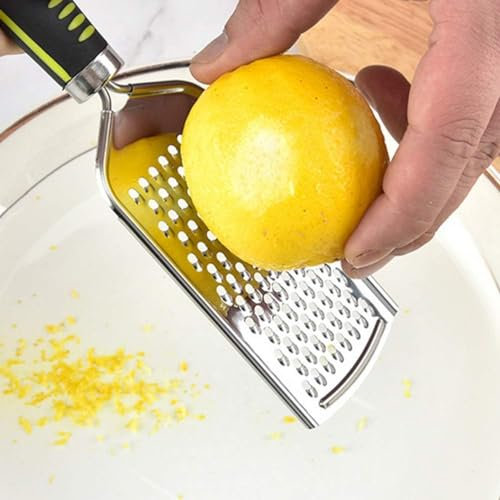 Zitronenreibe，Käsereibe，Ingwerreibe，Muskatnuss Reibe， Zitronenreibe Silikongriff für Kartoffeln und Weichkäse,mit großer und scharfer Reibeoberfläche aus Premium Edelstahl rutschfest Robust