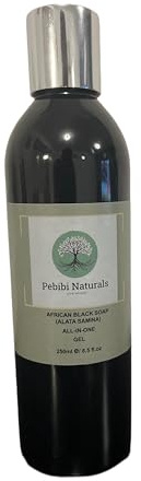 African Black Soap Liquid Gel 250ml | Organic All-in-One Cleanser for Face, Body, Hair & Hands | Deep Cleansing, Hydrating, Natural Skincare & Shampoo Alternative