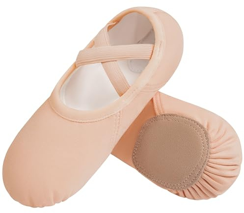 DANSHOW Ballet Shoes for Women Girls Dance Highly Stretch Cotton Shoes Slipper Split Flats Sole(1B-02-30) Pink