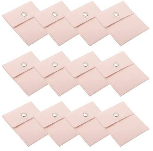 PATIKIL Bolsa de joyería de 3.5x4 pulgadas, paquete de 12 bolsas de terciopelo con botón a presión para almacenamiento portátil de pendientes, pulseras, collares,anillos,relojes,color rosa