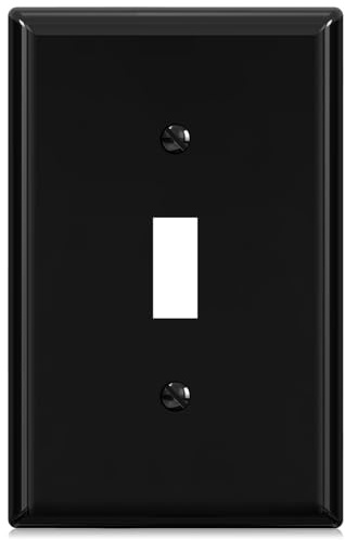 ELEGRP 1-Gang Mid Size Toggle Switch Covers, Light Switch Wall Plate, Unbreakable Polycarbonate Replacement Faceplates Covers, UL Listed, Color-matched Screws Included (1 Pack, Glossy Black)