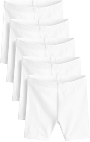 NEXT Niñas Pack de 5 Pantalones Cortos de Ciclismo elásticos y Ricos en algodón de Largo estándar Blanco 5 Años