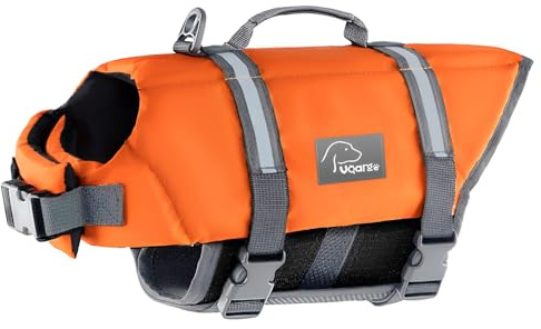 Voarge Giubbotto di salvataggio per cani, gilet di sicurezza per animali domestici, regolabile per la taglia del cane con forte maniglia per il nuoto e il salvataggio M XXL (XL)