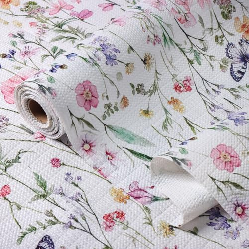 Vuacepe Drawer and Shelf Liner for Kitchen Cabinets,Non-Adhesive Drawer Liner,Non-Slip Floral Shelf Liners,Strong Grip Waterproof Easy to Clean Cabinet Liners for Drawers Cupboard Shelves 12IN×10FT