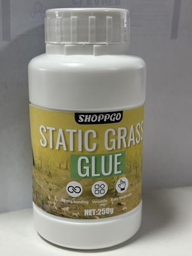 SHOPPGO Colle Maquette Plastique, Colle Plastique, Maquettes et Modélisme, Modélisme Ferroviaire, Colle D'herbes pour l'herbe Statique en Vrac/ Pelouse/ Forêt/Bois/Scènes de Neige, 250g