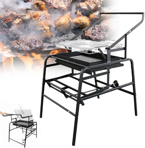 Parrilla de carbón portátil giratoria de 360°, estufa de barbacoa de acero inoxidable al aire libre para camping, picnic, fiestas en la playa y cocina en el jardín