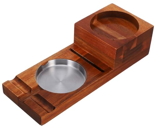 GARVALON Cendrier à Cigares en Bois Porte-Verres à Whisky Détachable Plateau Multifonction pour Décoration Intérieure Rangement Mégots Accessoire Maison et Bureau Décor Whisky Élégant