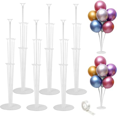 6 Pack Balloon Stand Kits, Reusable Balloon Sticks Holder with Base for Table & Floor Centerpieces, Perfect for Graduation Birthday Baby Shower Gender Reveal Wedding Party Decorations