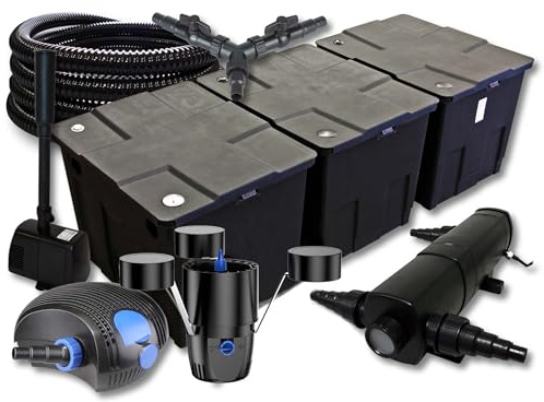 SunSun Filterset 90 000 l damm med 24 W dammklarare 100 W ECO pump 25 m slang Skimmer Springfontän