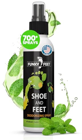 Funky Feet Shoe Deodorizer Spray - Foot Spray 4oz - Foot Deodorant Extra Strength - Shoe Odor Elimination - Essential Oils Blend for Sweaty Feet - 100% Natural and Organic - Made in USA
