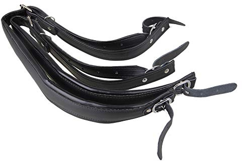 BQLZR Black Soft PU Leather Accordion Shoulder Harness Strap with Adjustable Buckles Pack of 2