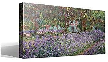cuadrosfamosos.es | Cuadro | Canvas | Wall Art | Lirios en Jardín de Monet de Oscar Claude Monet | Impresión Giclée sobre lienzo de algodón 100% | Bastidor de 3cm | 55x75cm
