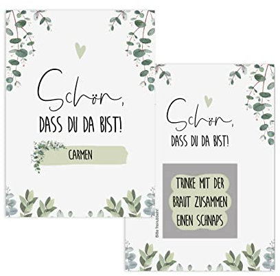 Nastami 50 Rubbelkarten Hochzeit!, Hochzeit Spiel, Gastgeschenk Hochzeit (Eucalyptus, 50)