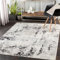 Livabliss Kyoto Wohnzimmer Teppich modern – Abstrakt Design in Marmor Optik für Wohnzimmer 152x213 cm, Esszimmer, Schlafzimmer - Marmor Teppich groß, weicher Teppich Kurzflor Elfenbein, Grau, Schwarz
