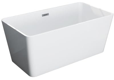 Vente-unique-Bañera exenta rectangular - 197 L - 130 x 70 x 55 cm - Blanco - Acrílico - SPICARA