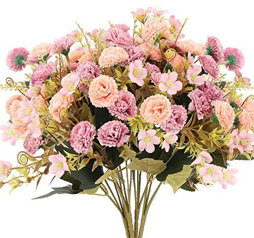 SLFYEE 4pcs Künstliche Blumen Rosa Seidenblumen Hortensien Kunstblumen Pfingstrosen Künstlich Blumen Deko Fake Blumen Blumenstrauß Künstlich für Tischdeko Party Balkon Garten Büro Vase Deko