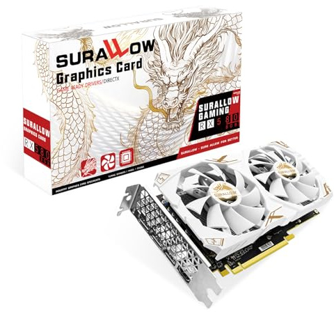 SURALLOW RX 580 8GB Graphics Card, 2048SP,GDDR5,256 Bit Graphics Card for Gaming PC,PCIE 3.0,Twin Freeze Fans Computer Video Card with HDMI/DP/Ports