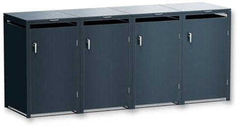 Metzler Mülltonnenbox 4 Tonnen 240L aus massivem Stahl in Anthrazit | wetterfest | Container | Abfallbehälter | Tonnenhaus | abschließbar | Gartenbox | Müllbox