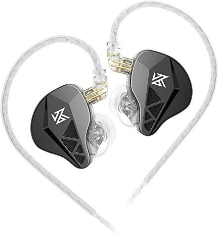 Yinyoo KZ EDXS Cuffie intrauricolari con unità dinamica ad alte prestazioni, leggere e confortevoli, auricolari HiFi IEM KZ con cavo staccabile per musica, sport, gioco (nero, senza microfono)