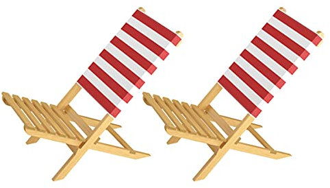 Erst-Holz Klappstuhl Strandstuhl Anglerstuhl Gartenstuhl Stuhl zum Zusammenstecken rot-weißem Bezug V-10-353Doppelpack