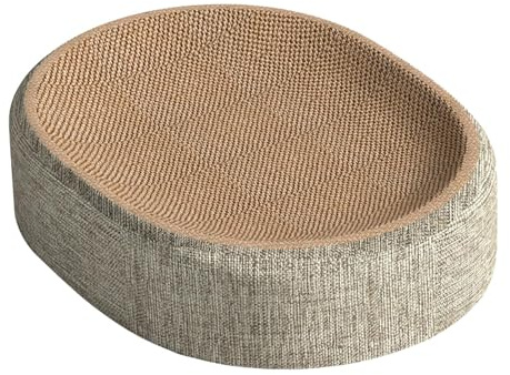 Cama con Tabla rascadora para Gatos - Rascador y Cama para Gatos 2 en 1 | Tablero rascador para Gatos de sisal Ovalado de 41x31x10cm | Almohadilla rascadora para Gatos Resistente al Desgaste