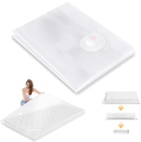 Sacco Sottovuoto per Materasso Salvaspazio 210 x 130 cm con Coprimaterasso, Sacchetti per Organizzazione