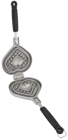 JTLB Heart-shaped waffle maker pan, double-sided cake baking pan with double-sided cake, small appliances for kitchens, aluminium alloy, two surfaces, even cooking