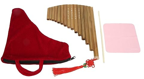 Traditionell Kinesisk Panflöjt 15 Rör G Key Woodwind Instrument för Nybörjare Studenter Naturalfärg (Vänsterhand)