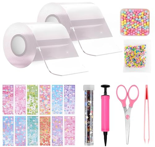 TFSZE 20 st Nano-tejpbubbelpaket, nano-tejpbubbelkit kreativt hantverk för barn, gör-det-själv-kit med nano-tejpbubblor, innehåller basmaterialpaket (klar färg x 2)