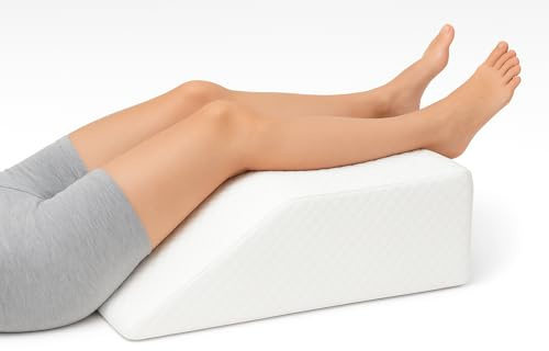 Large Leg Elevating Wedge Pillow for Adults – Reduces Back Pain & Improves Circulation – Ideal for Sleeping, Blood Circulation, Pregnancy, Sciatica Pain Relief, Swelling & Recovery – Made in UK