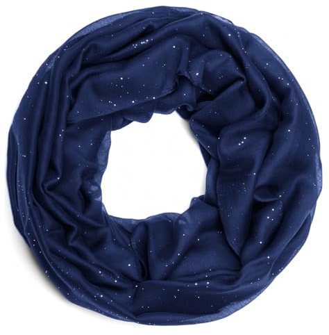 Van Der Rich ® - Sciarpa Tubolare Morbida con Paillettes Loop - Donna (Navy)