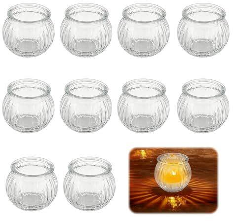 UCFBWO 10 Pièces Photophore en Verre, Bougeoir en Verre Transparent, Support Bougie Chauffe-Plat, Bougie Chauffe Plat pour Décoration de Table, Maison, Mariage, Fête, Noel
