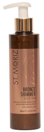 St. Moriz Advanced Bronze Shimmer Fake Tan Lotion 200ml | Gradual Tanning Moisturiser Cream that Builds a Bronzed Glow with Added Shimmer for Radiant Looking Skin