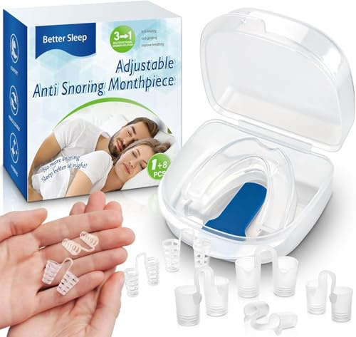 Schnarchstopper-Schnarchschiene mit 8 Nasenclips Mehrzweck Anti Schnarch Schnarchfrei Stopper-Effektiv Snoring Stopper gegen Schnarchen für Männer und Frauen