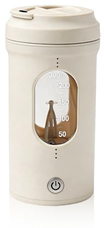 SGZIOO Shaker Proteinas, Shaker Electrico y Automático 300ML, Antifugas y con Escala de Medición, Agitador para llevar, Vaso Mezclador Proteinas de Caffè, Latte, Cacao, Tè, Cioccolata Calda