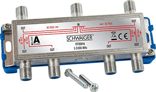 SCHWAIGER VTF8846241 High-End-Verteiler 6-fach für BK- und GA-Anlagen (110 dB)