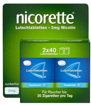 NICORETTE Lutschtabletten mit 2 mg Nikotin – freshmint Geschmack – diskret mit dem Rauchen aufhören – für Raucher von bis zu 20 Zigaretten/Tag – 80 St.