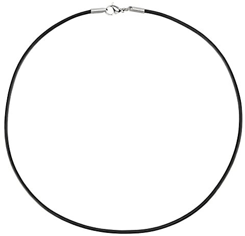 Auroris Echtleder Kette schwarz Dicke 2mm mit Karabinerverschluss ohne Verbindgungsring aus Edelstahl/Länge: 70cm