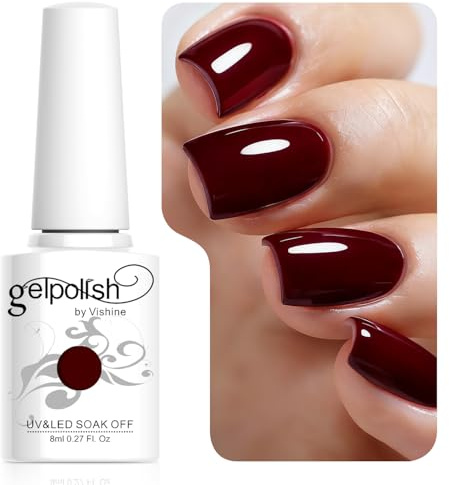 Vishine 8ml Gelpolish UV LED Soak Off Varnish Color Gel Nail Polish Manicure Salon Dark Red #1418